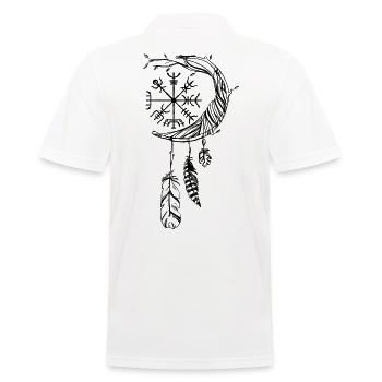 Wikinger Kompass Traumfänger Vegvisir mit Federn - Männer Poloshirt - Weiß - Hinten - Kai (181cm)