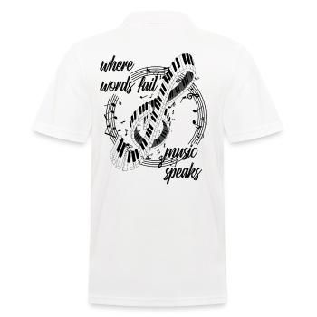 Where words fail music speaks Piano Design - Männer Poloshirt - Weiß - Hinten - Kai (181cm)
