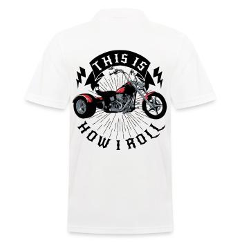 Biker Motocycliste Moto Trike Shopper - Polo Homme - blanc - Dos - Kai (181cm)