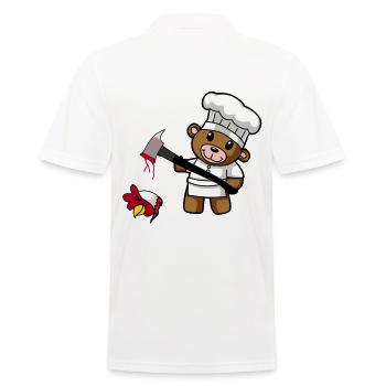 Teddy Bear Fantasy Horror Cook Meat Vegan Chicken - Men's Polo Shirt - white - Back - Kai (181cm)