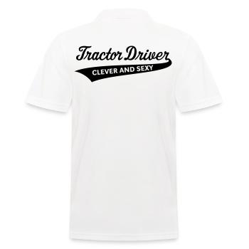 Traktorfahrer – Clever Und Sexy (Farmer / B) - Männer Poloshirt - Weiß - Hinten - Kai (181cm)