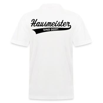 Hausmeister Sind Sexy! (Facility Manager / Black) - Männer Poloshirt - Weiß - Hinten - Kai (181cm)