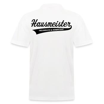Hausmeister – Freundlich Und Kompetent (Black) - Männer Poloshirt - Weiß - Hinten - Kai (181cm)