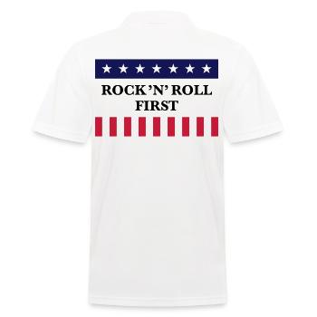 Rock 'n' Roll First (Musik / USA / Amerika) - Männer Poloshirt - Weiß - Hinten - Kai (181cm)