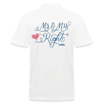 Wedding: Mr & Mrs Right - Men's Polo Shirt - white - Back - Kai (181cm)