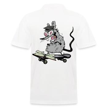 Ratte Gelehrter Student Schüler Skater skaten - Männer Poloshirt - Weiß - Hinten - Kai (181cm)