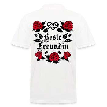 40 Beste Freundin Tattoo Herz rote Rosen vintage - Männer Poloshirt - Weiß - Hinten - Kai (181cm)