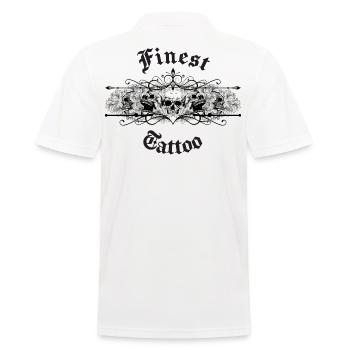 Tattoo Style mit Skull und Blumen - Männer Poloshirt - Weiß - Hinten - Kai (181cm)