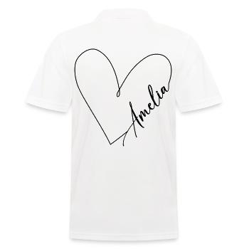 Amelia Name Heart Line - Men's Polo Shirt - white - Back - Kai (181cm)