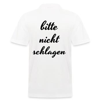 Bitte nicht schlagen - Männer Poloshirt - Weiß - Hinten - Kai (181cm)
