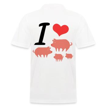 I LOVE PIGS - Men's Polo Shirt - white - Back - Kai (181cm)