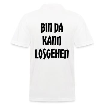 BIN DA KANN LOSGEHEN - Männer Poloshirt - Weiß - Hinten - Kai (181cm)