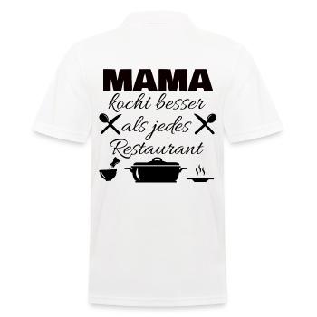Mama kocht besser als jedes Restaurant - Männer Poloshirt - Weiß - Hinten - Kai (181cm)