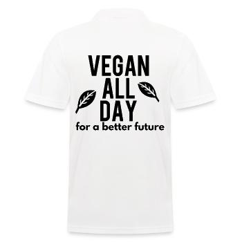 VEGAN ALL DAY FOR A BETTER FUTURE - Men's Polo Shirt - white - Back - Kai (181cm)