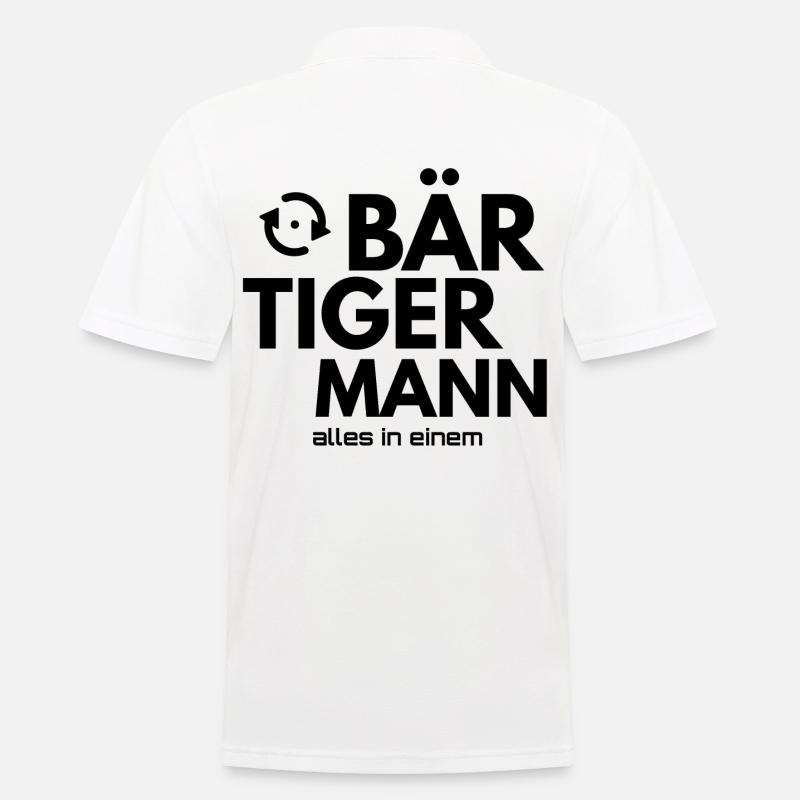BÄR TIGER MANN - Männer Poloshirt - Weiß