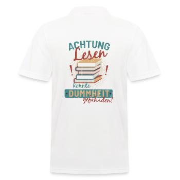 Reading books library knowledge sayings gift - Men's Polo Shirt - white - Back - Kai (181cm)