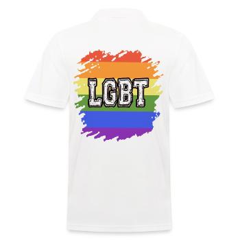 Gay Pride Shirt CSD Logo LGBT Rainbow Flag - Men's Polo Shirt - white - Back - Kai (181cm)
