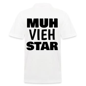 Muh Vieh Star - Männer Poloshirt - Weiß - Hinten - Kai (181cm)