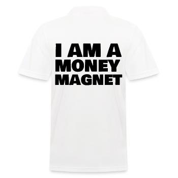 Money Magnet - Männer Poloshirt - Weiß - Hinten - Kai (181cm)