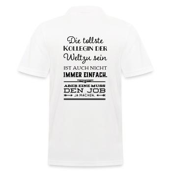 Kollegen | witzer Spruch | Geschenkidee - Männer Poloshirt - Weiß - Hinten - Kai (181cm)