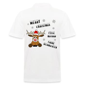 Rentier Weihnachten - Männer Poloshirt - Weiß - Hinten - Kai (181cm)