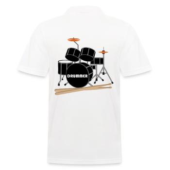 Drummer Schlagzeug - Männer Poloshirt - Weiß - Hinten - Kai (181cm)