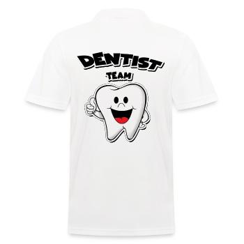Zahnarzt Team Zahnzähne Assistenz Zahnarzthelferin - Männer Poloshirt - Weiß - Hinten - Kai (181cm)