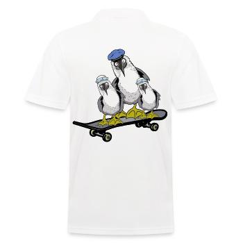 Mouettes nordiques Skater Skateboard Sailors Skate - Polo Homme - blanc - Dos - Kai (181cm)