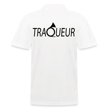 T-shirt TRAQUEUR personnalisable avec votre texte - Polo Homme - blanc - Dos - Kai (181cm)