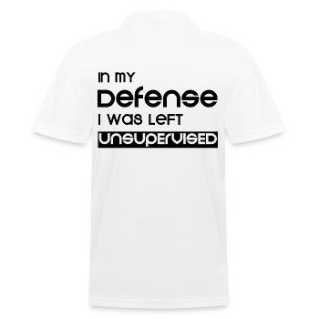 In My Defense I Was Left Unsupervised - Männer Poloshirt - Weiß - Hinten - Kai (181cm)