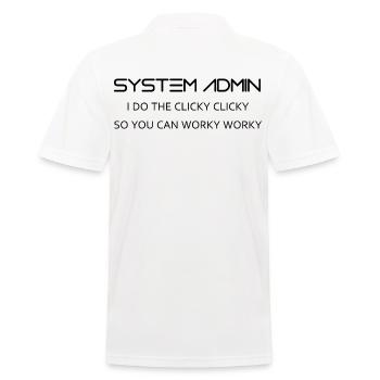 System Admin do clicky clicky in black - Men's Polo Shirt - white - Back - Kai (181cm)