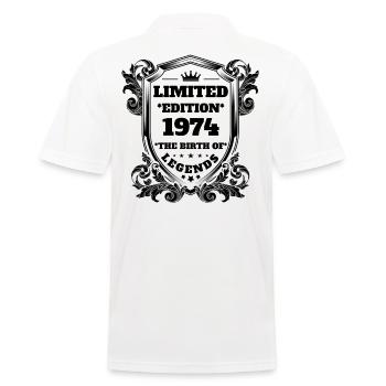 1974 Birthday vintage Vintage Retro - Men's Polo Shirt - white - Back - Kai (181cm)