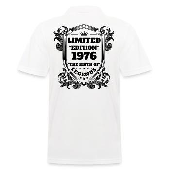 1976 Birthday vintage Vintage Retro - Men's Polo Shirt - white - Back - Kai (181cm)