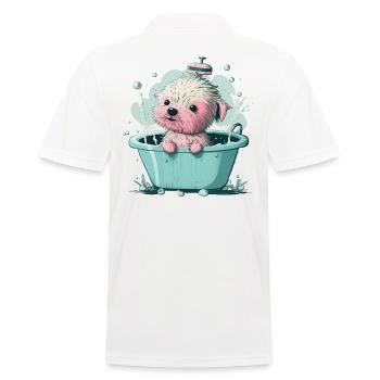 Süsser junger Hund in der Badewanne - Männer Poloshirt - Weiß - Hinten - Kai (181cm)