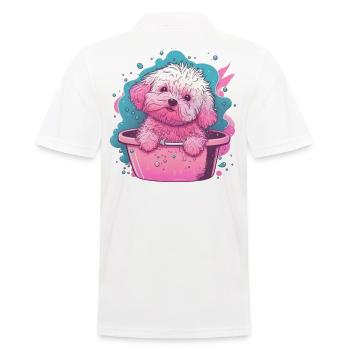 Süsser junger Hund in der Badewanne - Männer Poloshirt - Weiß - Hinten - Kai (181cm)