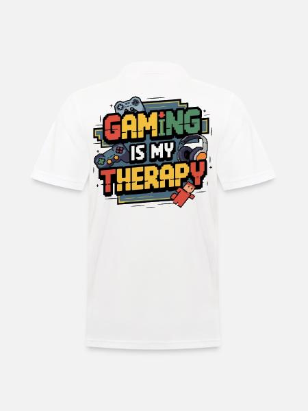 Zocken ist meine Therapie – Lustiges Gamer Design - Männer Poloshirt - Weiß