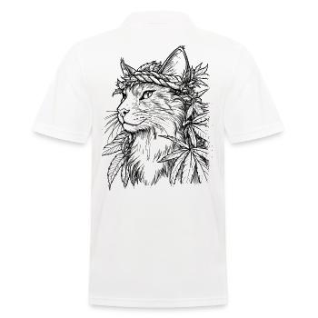 Chat avec couronne de chanvre : Tigre domestique majestueux - Polo Homme - blanc - Dos - Kai (181cm)