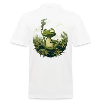 Frosch im Lotussitz mit Joint - Weed Frosch Design - Männer Poloshirt - Weiß - Hinten - Kai (181cm)