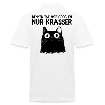 Denken ist wie Googeln - Süße schwarze Katze - Männer Poloshirt - Weiß - Hinten - Kai (181cm)