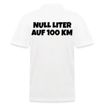 Null Liter auf 100 Km Fahrrad Spruch - Männer Poloshirt - Weiß - Hinten - Kai (181cm)