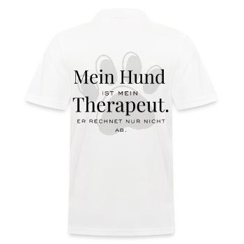 Mein Hund – mein Therapeut auf vier Pfoten - Männer Poloshirt - Weiß - Hinten - Kai (181cm)