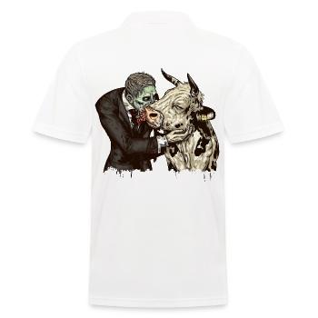 Messieurs zombie embrasse vache - Polo Homme - blanc - Dos - Kai (181cm)