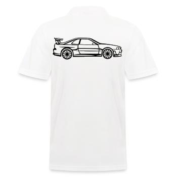 Skyline Line Silhouette – JDM Classic Art - Männer Poloshirt - Weiß - Hinten - Kai (181cm)