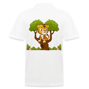 Tiger auf einem Baum - Männer Poloshirt - Weiß - Hinten - Kai (181cm)