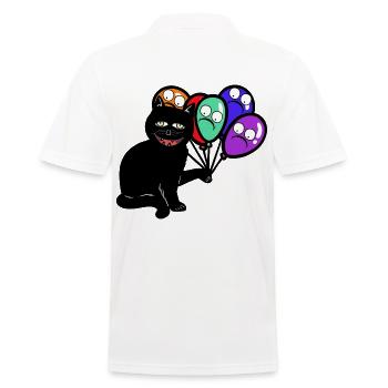 Halloween gruseliger schwarzer Kater Luftballons - Männer Poloshirt - Weiß - Hinten - Kai (181cm)