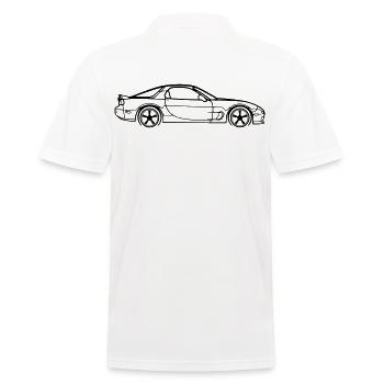 RX‑7 Line Silhouette – JDM Performance Art - Männer Poloshirt - Weiß - Hinten - Kai (181cm)