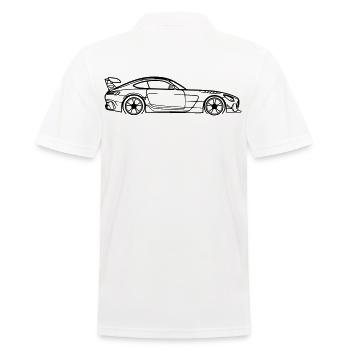 GT Coupé Line Silhouette – Pure Performance Art - Männer Poloshirt - Weiß - Hinten - Kai (181cm)