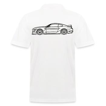 GT500 Line Silhouette – Muscle Performance Art - Männer Poloshirt - Weiß - Hinten - Kai (181cm)
