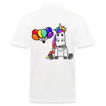LGBT Einhorn Gay Pride Regenbogen Luftballons - Männer Poloshirt - Weiß - Hinten - Kai (181cm)