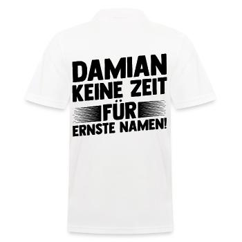 Vorname Damian - Männer Poloshirt - Weiß - Hinten - Kai (181cm)